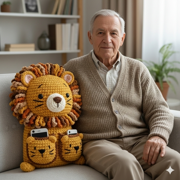 Handmade Crochet Pillows And Cupholders With Pockets - Picture 2 of 16